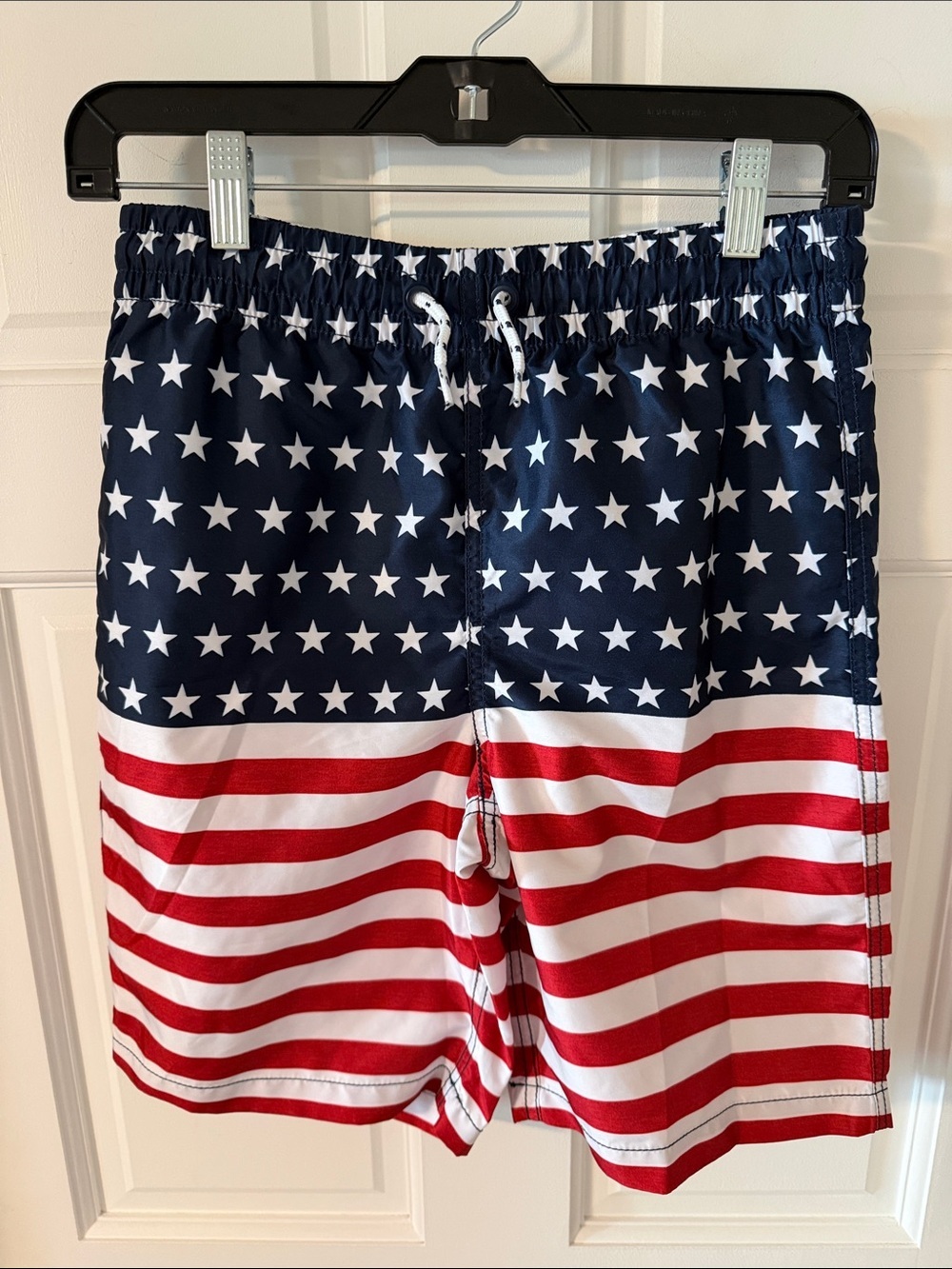 NWOT Old Navy Boys Americana Patriotic Flag Printed Swim Trunks July 4th Size XL